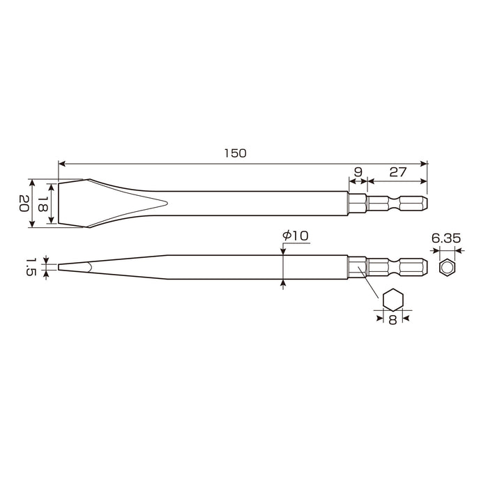 Anex 18 毫米 x 150 毫米钻头水龙头型刀片 - 型号 AHF-1515