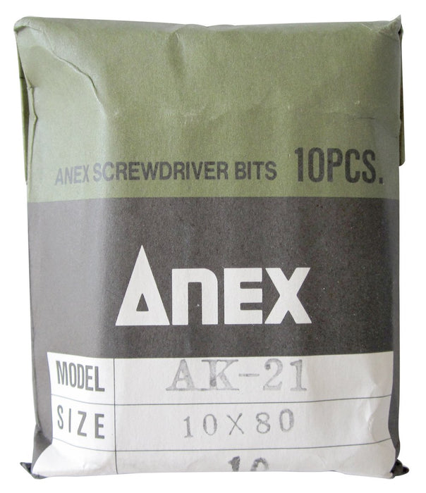 Anex Ak-21 10-Piece Manual Impact Bit Set with 8mm Hexagon Single Head