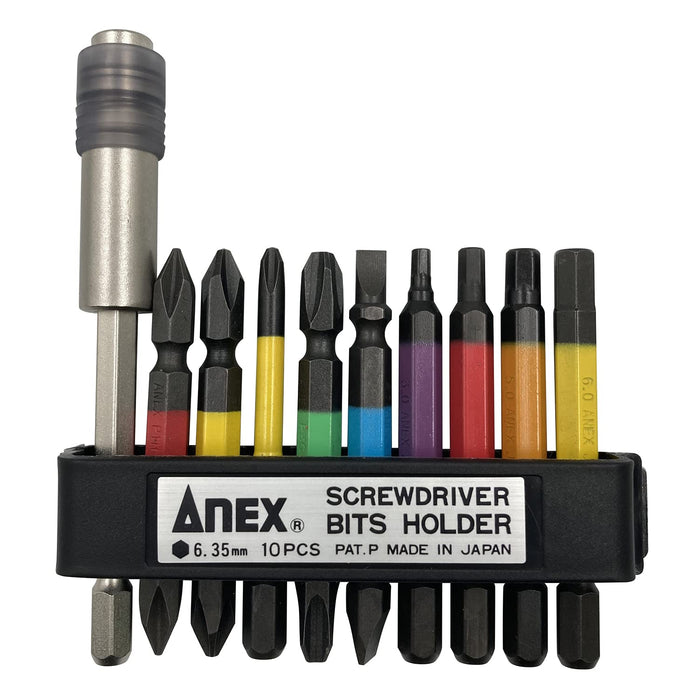 Anex 9-Piece Color Bit Extension Tool Set with Holder Acmh9-E