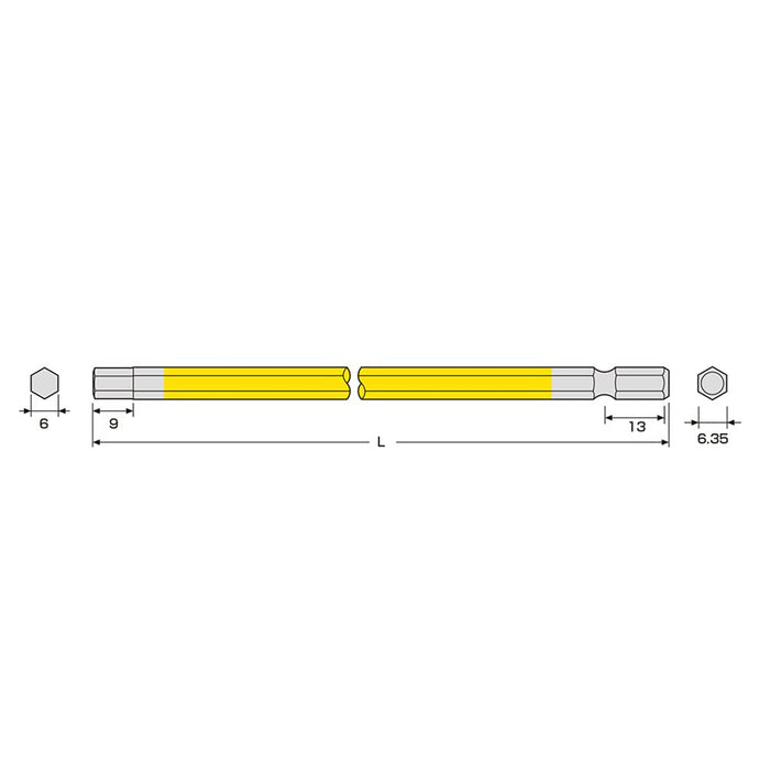 Anex Tool Hex Wrench Single Head 6mm 150mm Length Color Bit - ACHX-6015