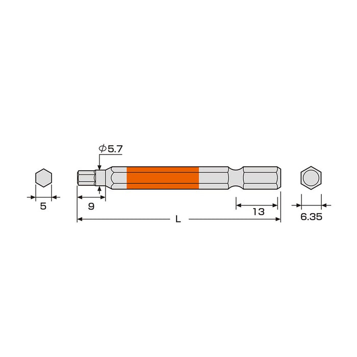 Anex 六角扳手單頭 5mm 附彩色鑽頭 - 型號 ACHX-5065