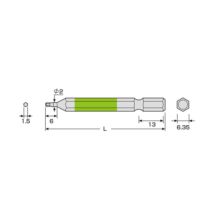 Anex 1.5mm x 65 六角扳手單頭寬度工具 Achx-1565