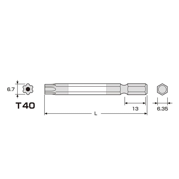 Anex T40X65 Color Bit Hexlobe Single Head Tool with Hole Actx-4065