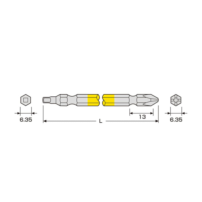 Anex 凳子雙頭彩色鑽頭方形加 2 件套 #2 +2 X 65 - ACS2-2065