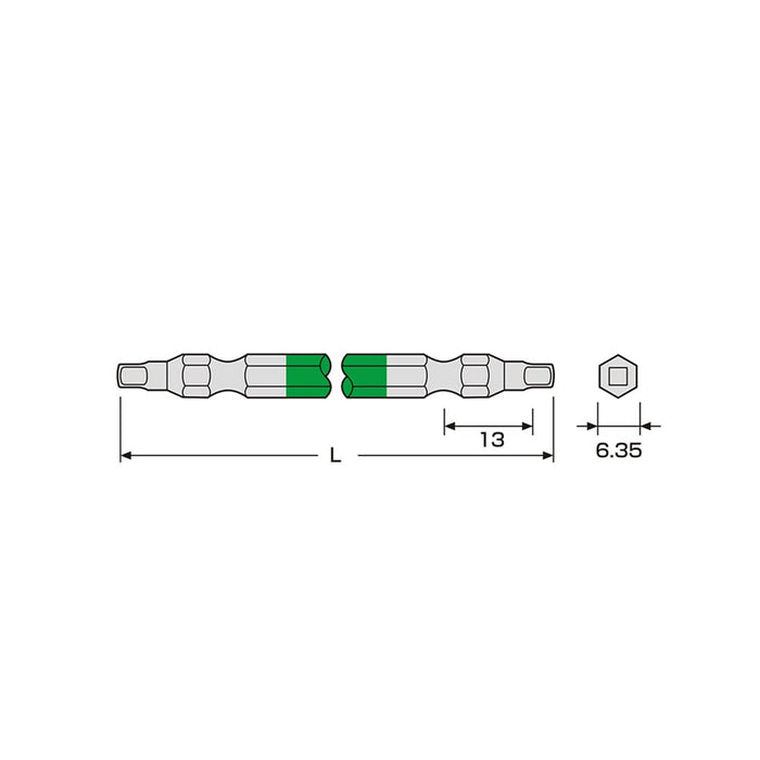 Anex Double-Head Square Bit Set ACS-3365 Size Sq#3 X 65 2pcs