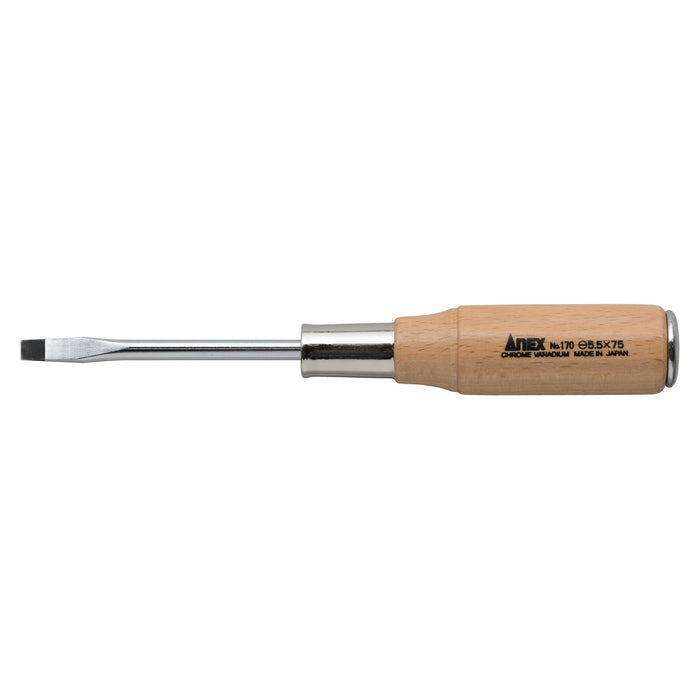 Anex Strong Grade Screwdriver With Wooden Handle 5.5x75 No.170