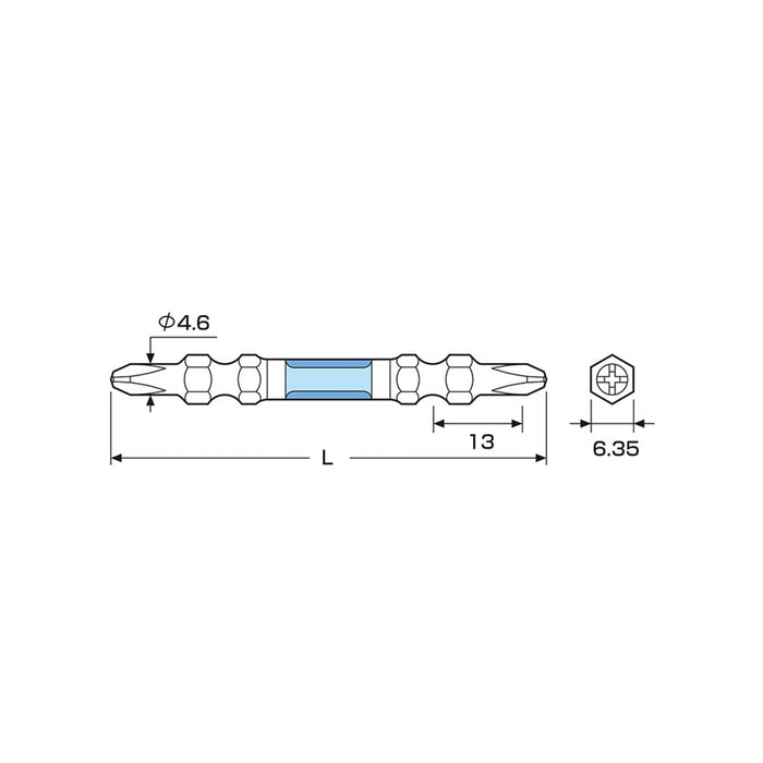 Anex Ryutyo Double-Head Slim Plated Bit Set 2x65 5 Pieces Tool Set