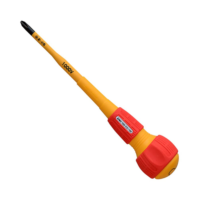 Anex Tool Insulated Screwdriver 1000V Compatible Slim Tip +2X100 Thin Shaft No.7920