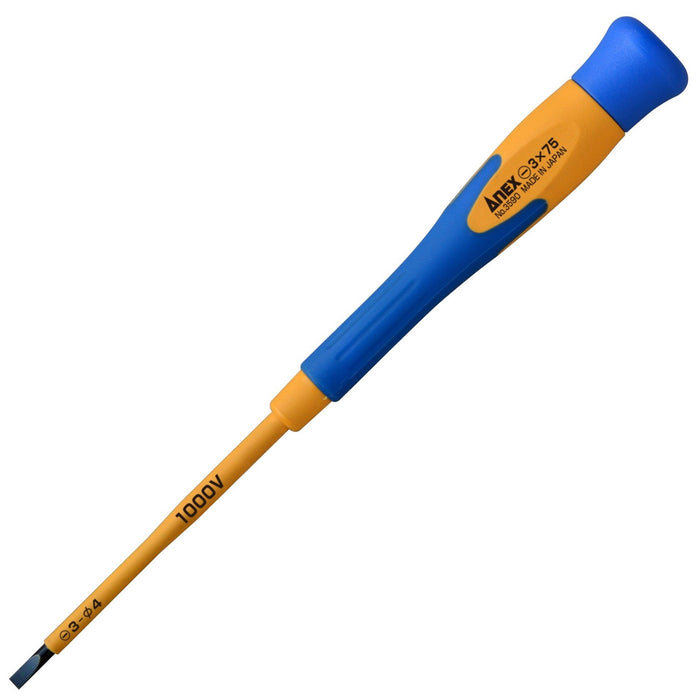 Anex Super Fit Precision Screwdriver Insulated -3x75 12 Pieces Bulk - Anex No. 3590