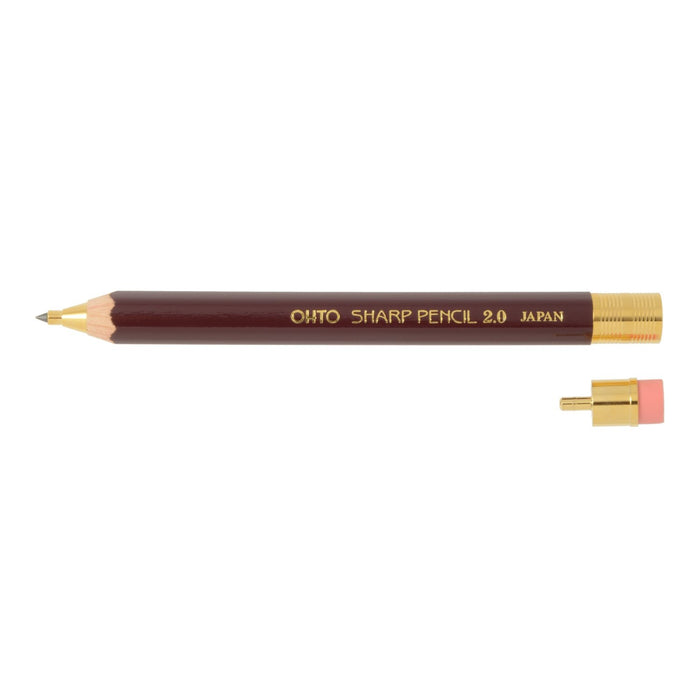 Ohto 2.0 mm Eng Aps-680E Mechanical Pencil with Eraser and Wooden Shaft