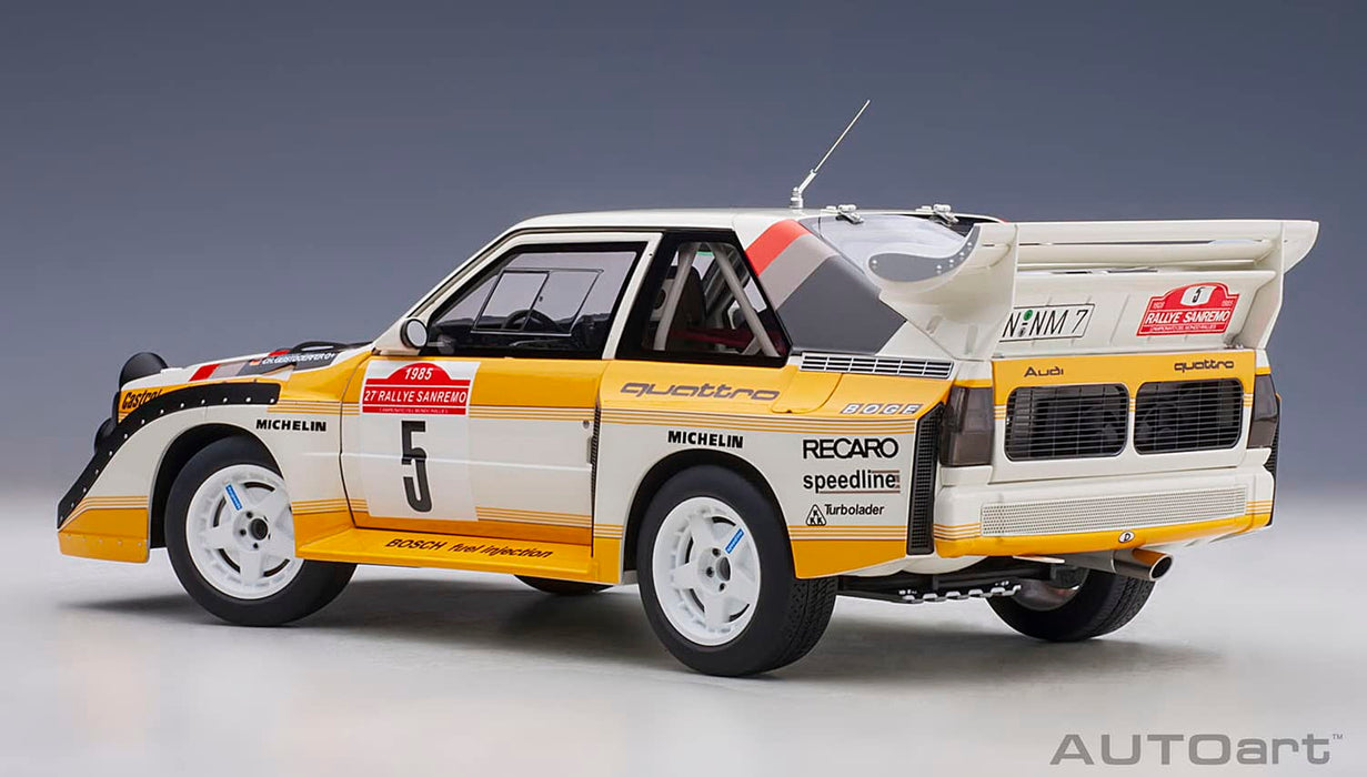 Autoart Audi Sport Quattro S1 WRC 1985 年聖雷莫拉力賽冠軍 1/18 比例模型 88503