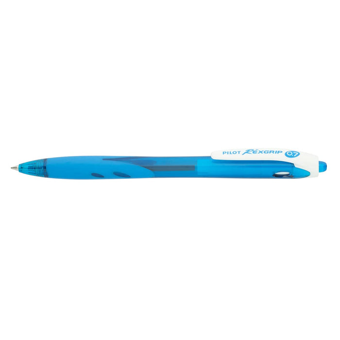 Pilot Rex Grip 0.7mm Black Ballpoint Pen with Soft Blue Body