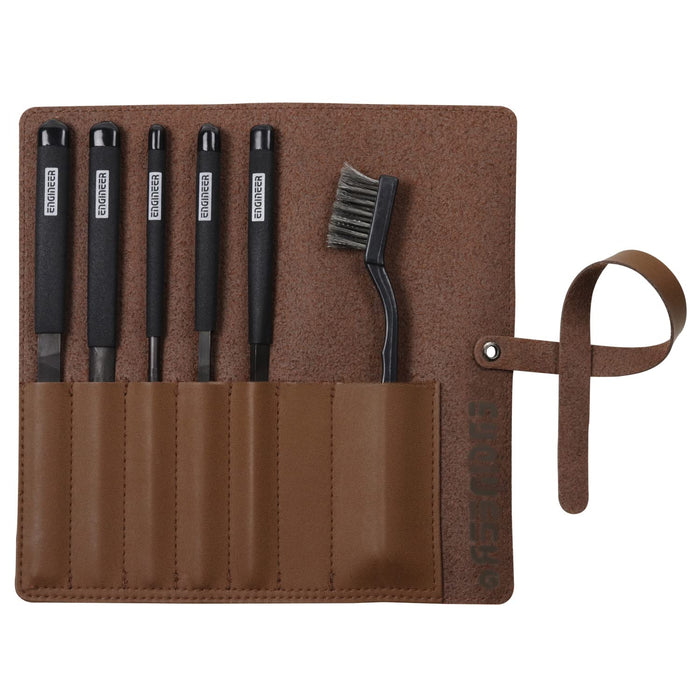 Engineer Jet Black 5-Piece Fine Grit File Set with Leather Case