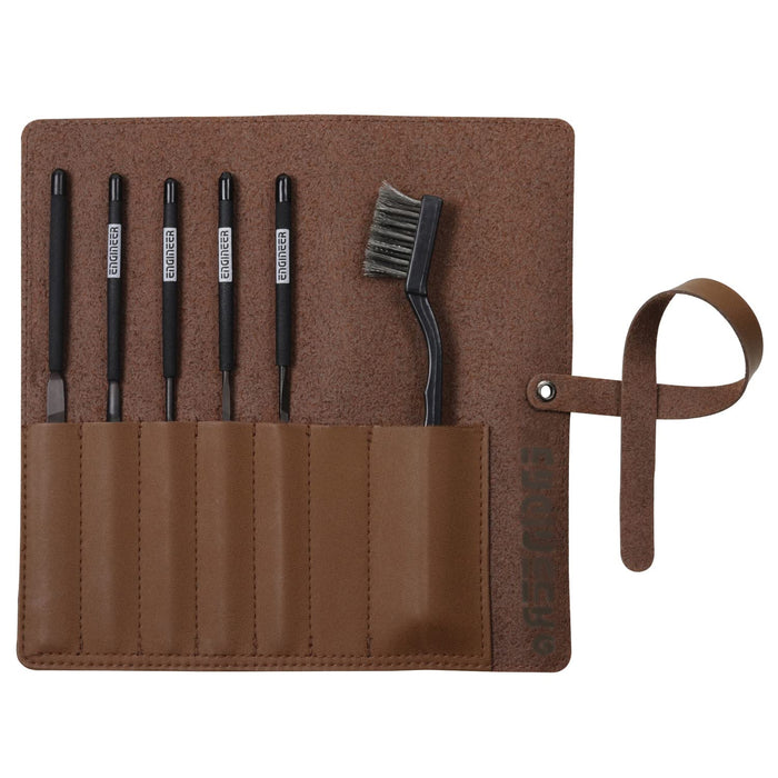 Engineer Precision 5-Piece Jet Black File Set with Leather Case - Tfs-20