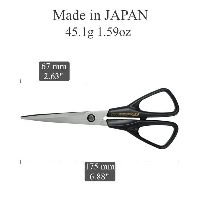 Hasegawa Knives Black GX-175 Bond-Free Scissors 17.5cm Total 6.7cm Blade Length