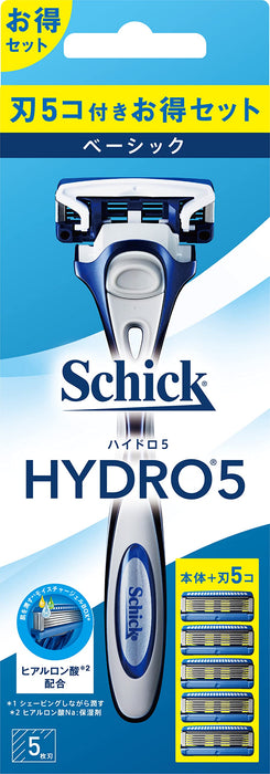 Schick Hydro 5 基本剃须刀组合包，带支架和 4 个替换刀片