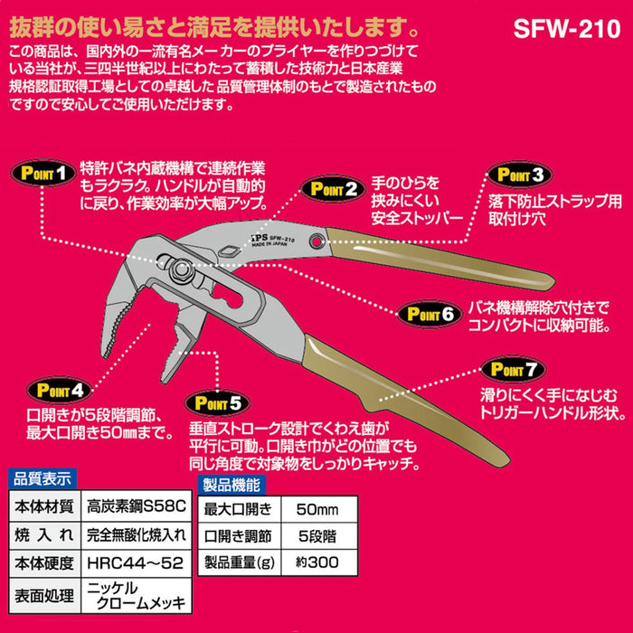 Igarashi Plyer 210mm SFW-210G 塑料扳机水工具日本制造 Tsubame Sanjo