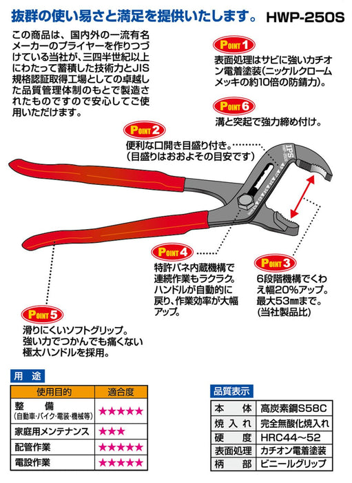 Igarashi Plyer 250mm 彈簧槽水泵鉗 日本製 - IPS Hwp-250S