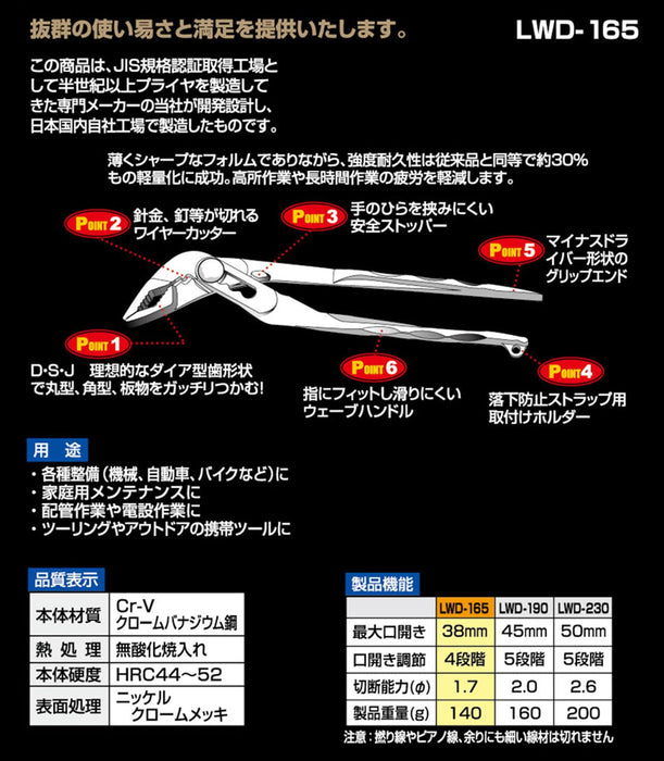 Igarashi Plyer 轻型塑料水 D 165 毫米 LWD-165 日本制造 Tsubame Sanjo