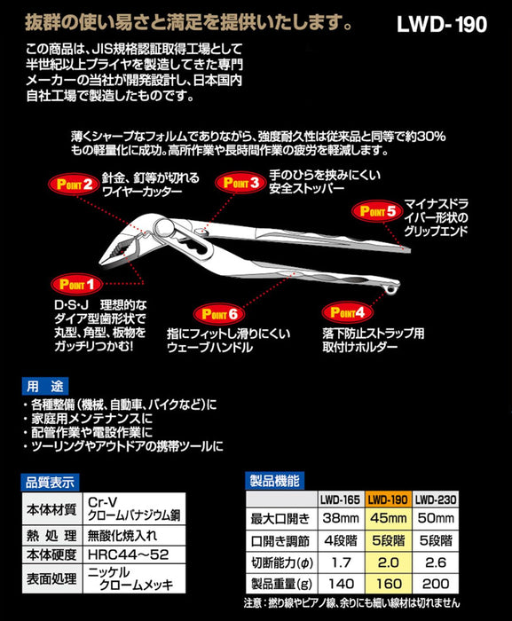 Igarashi Plyer 轻质塑料水 D 190 毫米 LWD-190 Tsubame Sanjo 日本制造