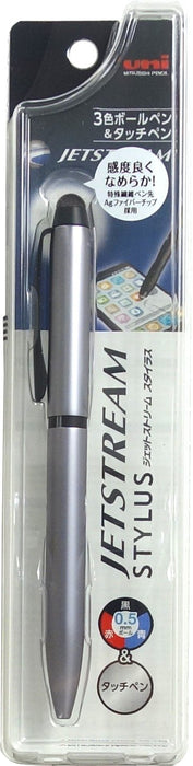 Mitsubishi Pencil Jet Stream 3-Color Retractable Ballpoint & Touch Pen 0.5mm Silver