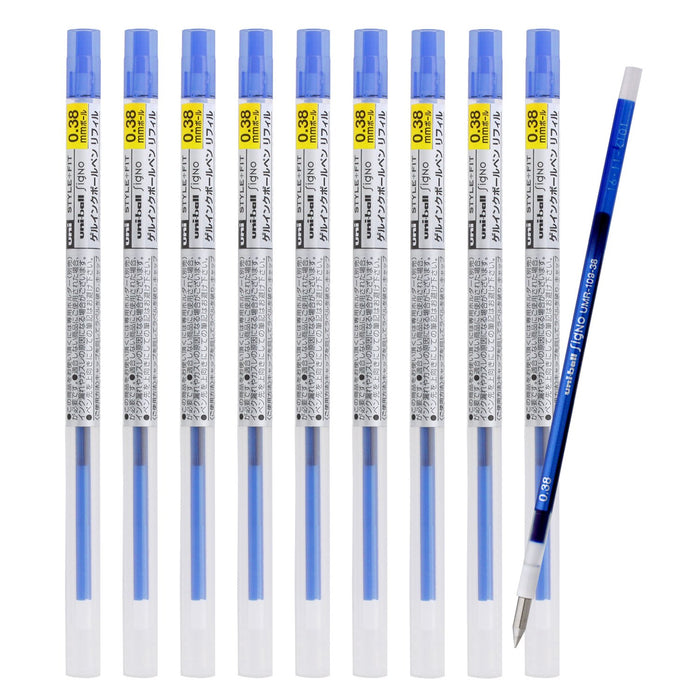 Mitsubishi Pencil Ballpoint Pen Refill Style Fit 0.38 Blue 10-Piece Umr10938.33 Pack