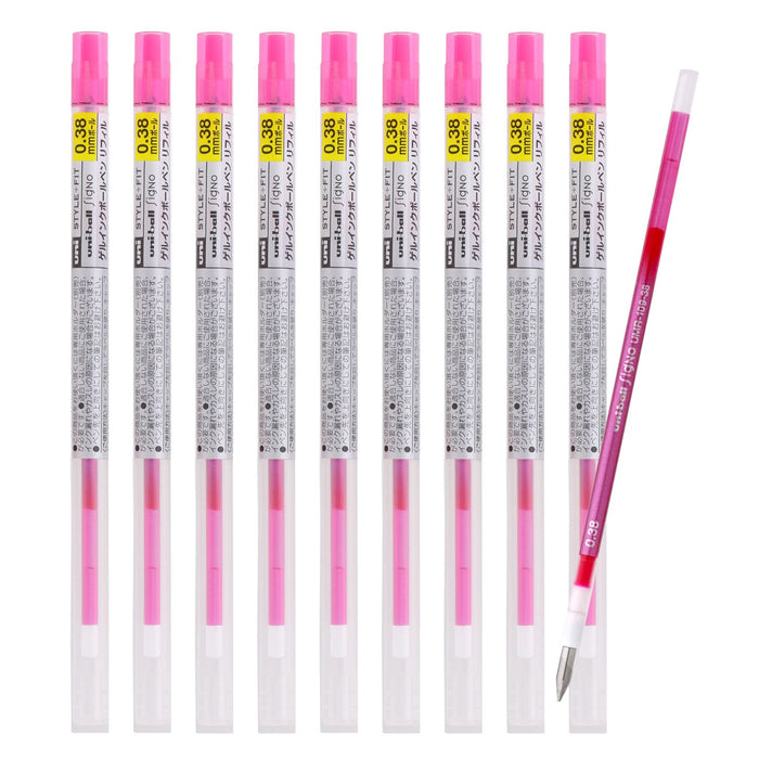 Mitsubishi Pencil Baby Pink Ballpoint Pen Refills 0.38 Style Fit Signo Pack of 10