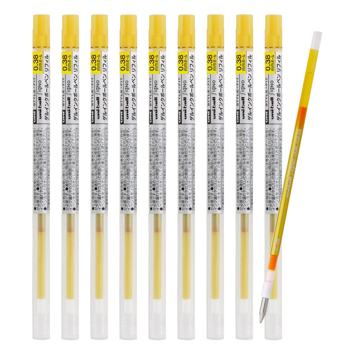 Mitsubishi Pencil Umr1093869 Ballpoint Pen Refill 0.38 Golden Yellow 10 Pieces