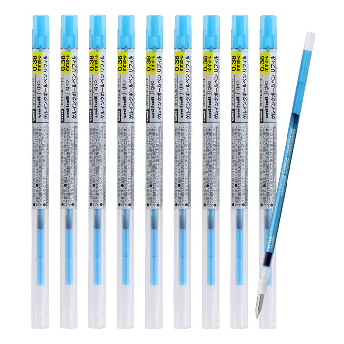 Mitsubishi Pencil Style Fit Signo Ballpoint Pen Refill Sky Blue 0.38mm - Pack of 10