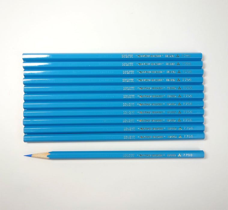 Mitsubishi Pencil Hard No.7700 - Light Blue Colored Pencil Pack of 12