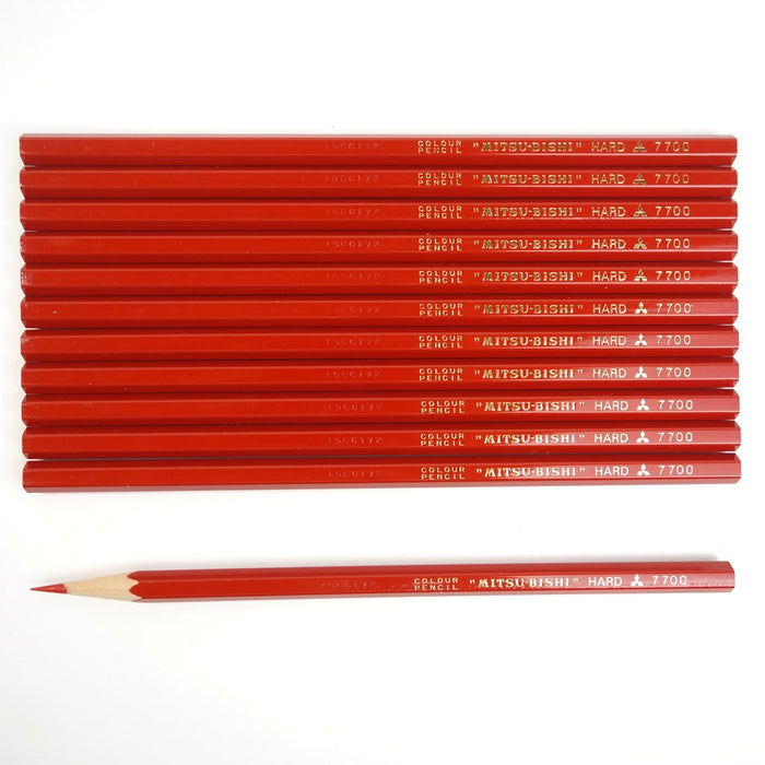 Mitsubishi Pencil No.7700 - Pack of 12 Red Hard Colored Pencils