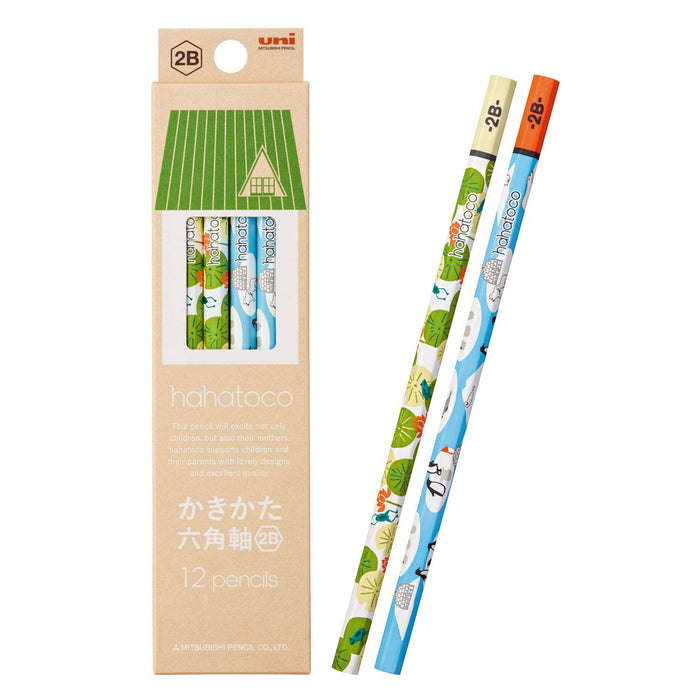 Mitsubishi Pencil Hahatoko HT01 2B Frog & Penguin Drawing Pencil 1 Dozen K56122B