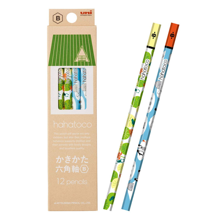 Mitsubishi Pencil Ht01 B Hahatoko Frog and Penguin Drawing Pencil - 1 Dozen K5612B