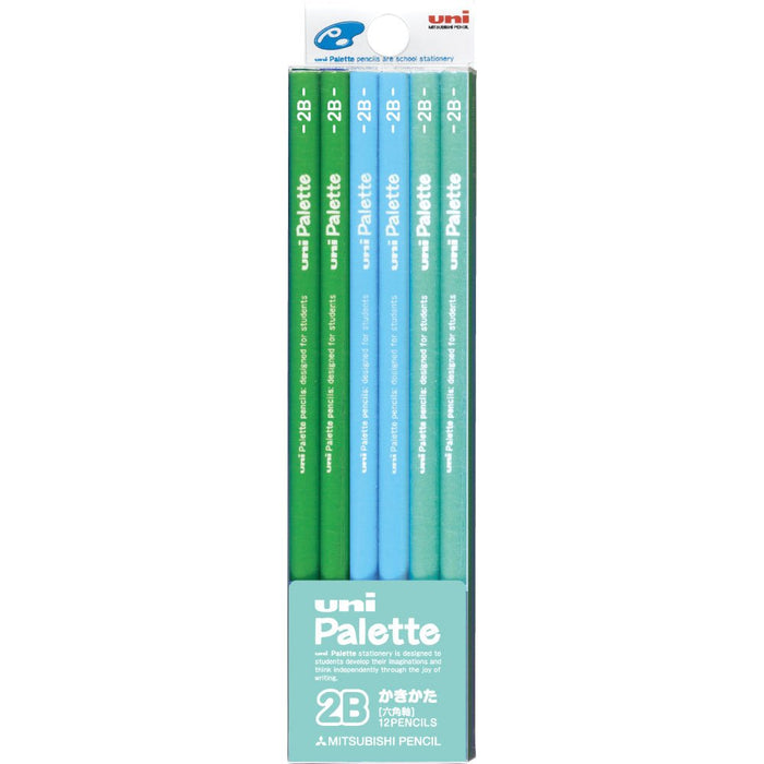 Mitsubishi Pencil Uni Palette 2B Drawing Pencil in Pastel Green Pack of 12