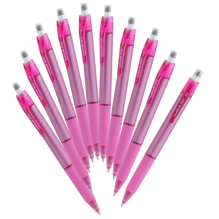 Mitsubishi Pencil Uniball Re Erasable Ballpoint Pen 0.5mm Cherry Pink 10 Pack