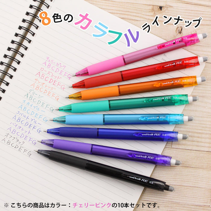 Mitsubishi Pencil Uniball Re Erasable Ballpoint Pen 0.5mm Cherry Pink 10 Pack