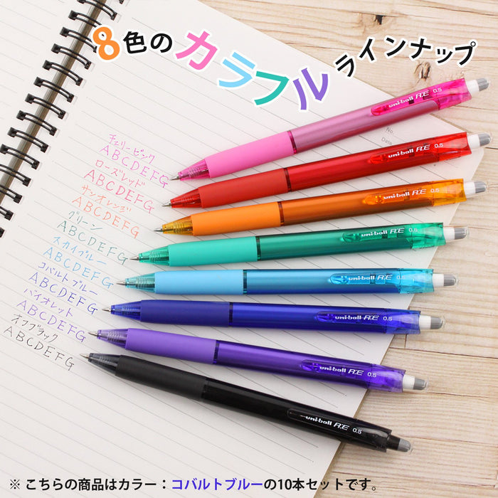 Mitsubishi Pencil Uniball Re Erasable Ballpoint Pen 0.5mm Cobalt Blue 10-Pack