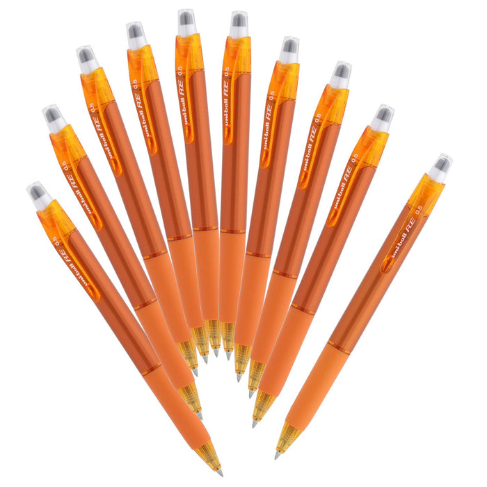 Mitsubishi Pencil Uniball Re Erasable Ballpoint Pen 0.5mm Sun Orange 10-Pack