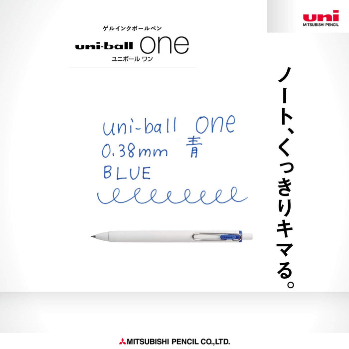 Mitsubishi Pencil Uniball One Gel Ballpoint Pen 0.38 Blue Ink Pack of 10