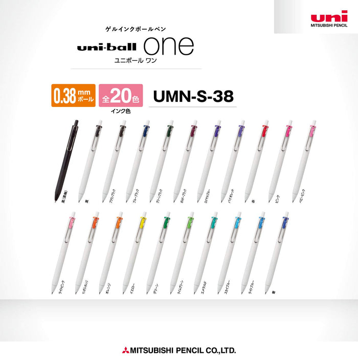 Mitsubishi Pencil Uniball One Gel Ballpoint Pen 0.38 Blue Ink Pack of 10