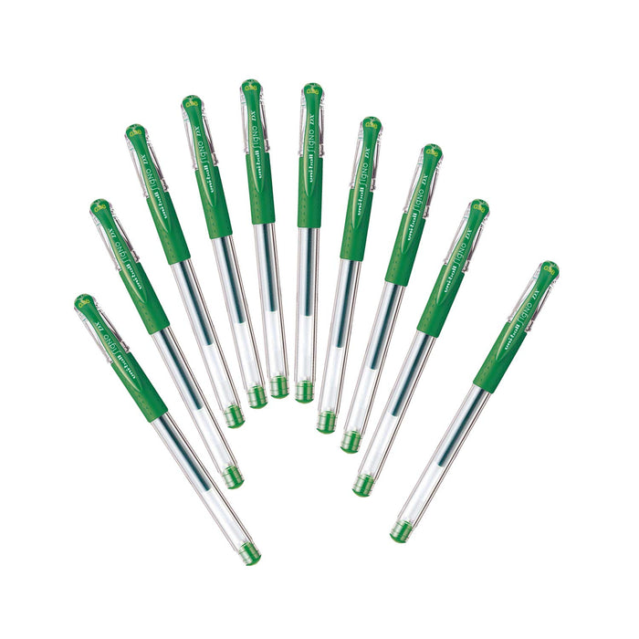 Mitsubishi Pencil Uniball Signo Gel Ballpoint Pen Green 0.38 10-Pack