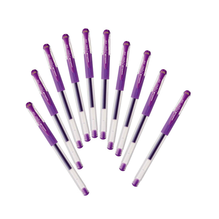 Mitsubishi Pencil Uniball Signo 0.38 Gel Ballpoint Pen 10 Piece Set Purple