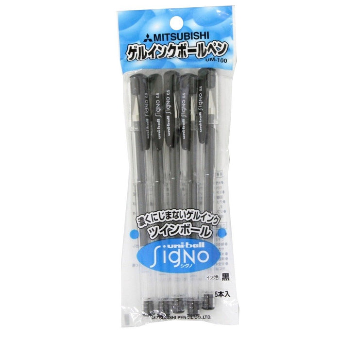 Mitsubishi Pencil Signo Gel Ink Ballpoint Pen 0.5 Black 5 Pack