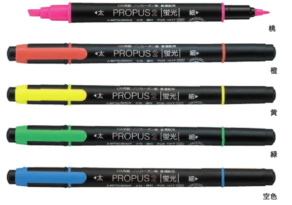 Mitsubishi Pencil Propass 2 Pus101Tn Peach Highlighter - Pack of 10