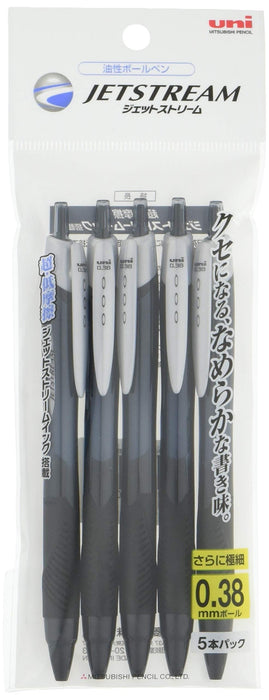 Mitsubishi Pencil Jet Stream Oil-Based Ballpoint Pen Black 0.38 5 Pieces Easy to Write