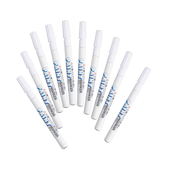 Mitsubishi Pencil Fine Point White Paint Marker Pack of 10 - Px21.1 Series