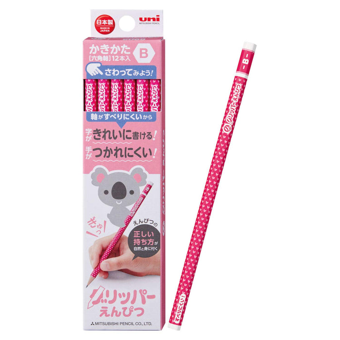 Mitsubishi Pencil Non-Slip Gripper B Pink Pencil 1 Dozen Pack K6905B