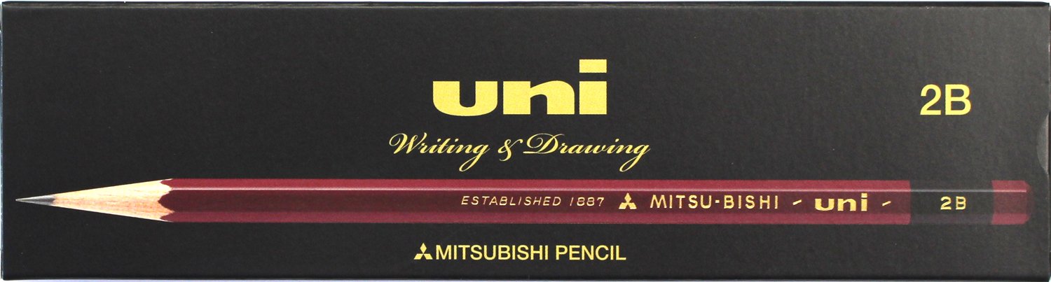 Mitsubishi Pencil Uni-K 2B Pack High-Quality Writing Box of 12 Pencils