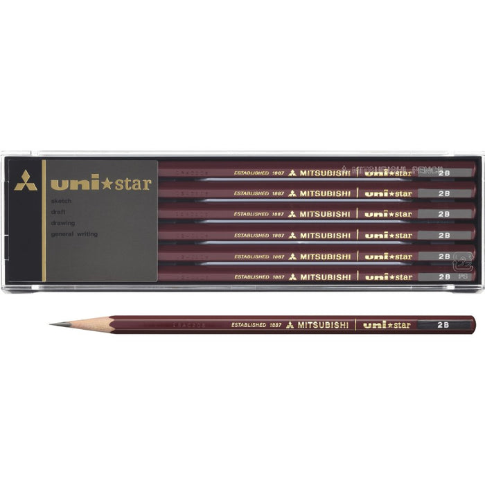 Mitsubishi Pencil Unistar 2B - Pack of 12 High-Quality Writing Pencils