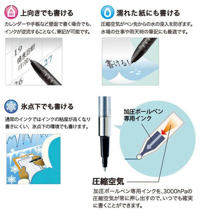 三菱 Pencil Power Tank 加压圆珠笔替换芯 0.5 黑色 10 支